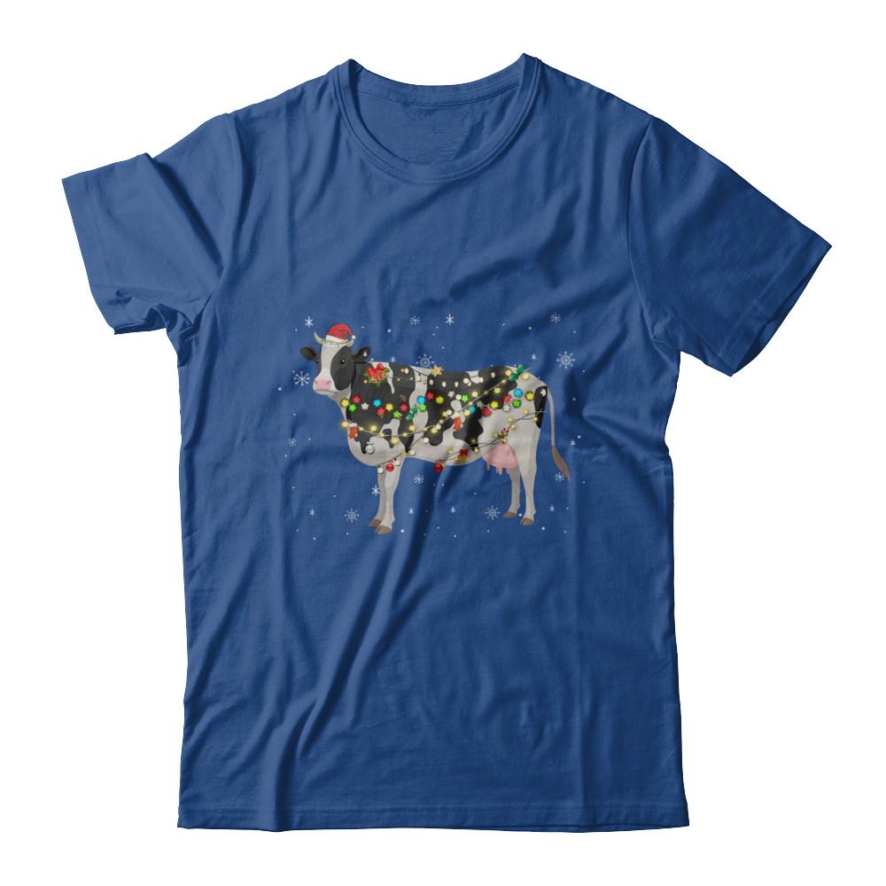 Vintage Cow Merry Christmas Light Led-T-Shirt & Hoodie-Classic T-Shirt-Royal