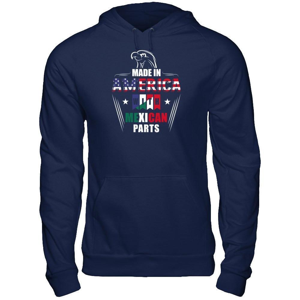 Made In America With Mexican Part-T-Shirt & Hoodie-Pullover Hoodie-Navy