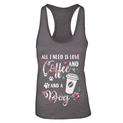 All I Need Is Love And Coffee And A Dog-T-Shirt & Tank Top-Women's Ideal Racerback Tank-Dark Grey