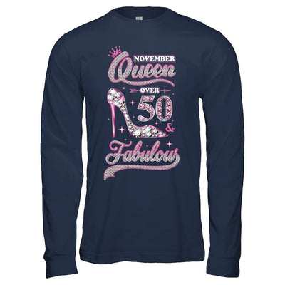 November Queen 50 And Fabulous 1971 50th Years Old Birthday-T-Shirt & Hoodie-Long Sleeve T-Shirt-Navy