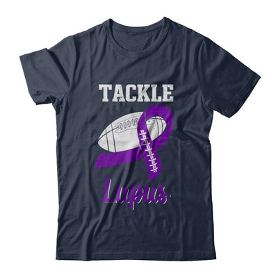 Football Survivor Tackle Purple Lupus Awareness-T-Shirt & Hoodie-Classic T-Shirt-Navy