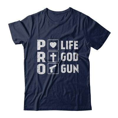 Pro Life Pro God Pro Gun America-T-Shirt & Hoodie-Classic T-Shirt-Navy