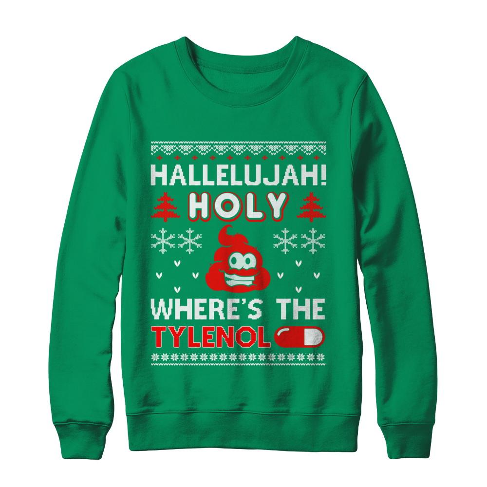 Hallelujah Holy Where's The Christmas Ugly Sweater-T-Shirt & Sweatshirt-Crewneck Sweatshirt-Irish Green