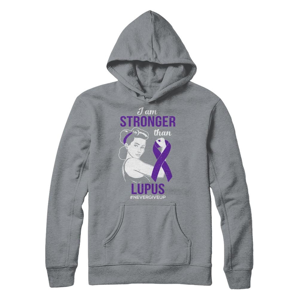 I Am Stronger Than Lupus Awareness Support-T-Shirt & Hoodie-Pullover Hoodie-Light Steel