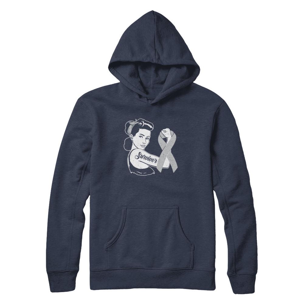 We Can Cure It Grey Brain Cancer Awareness Survivor-T-Shirt & Hoodie-Pullover Hoodie-Navy