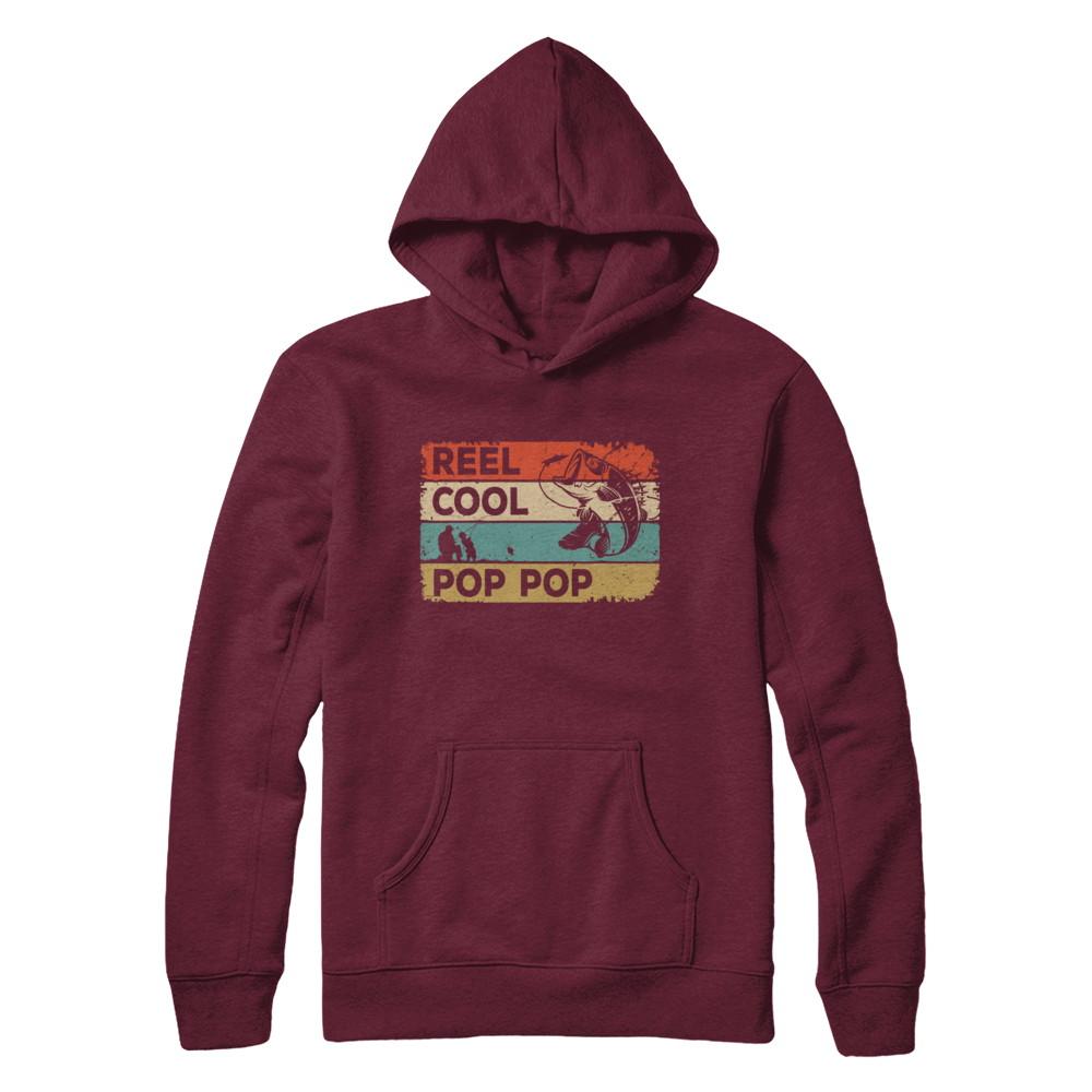 Vintage Reel Cool Pop Pop Fish Fishing Fathers Day-T-Shirt & Hoodie-Pullover Hoodie-Maroon