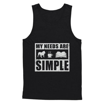 My Needs Are Simple Book Dog Pug Pitbull Coffee-T-Shirt & Hoodie-Unisex Tank-Black