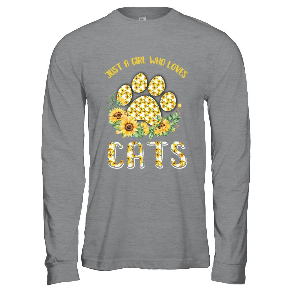 Just A Girl Who Loves Cats And Sunflowers-T-Shirt & Hoodie-Long Sleeve T-Shirt-Sport Grey