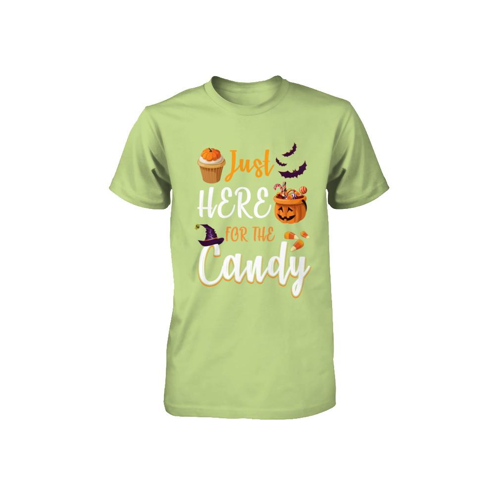 Just Here For The Candy Funny Halloween Kids Boy Girl Youth-Youth Shirt-Toddler T-Shirt-Key Lime