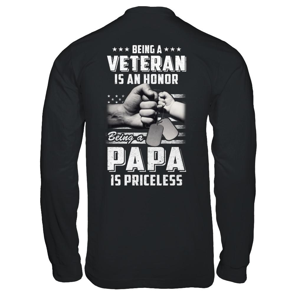 Being A Veteran Is An Honor Being A Papa Is Priceless-T-Shirt & Hoodie-Long Sleeve T-Shirt-Black