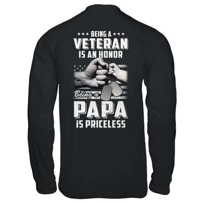 Being A Veteran Is An Honor Being A Papa Is Priceless-T-Shirt & Hoodie-Long Sleeve T-Shirt-Black