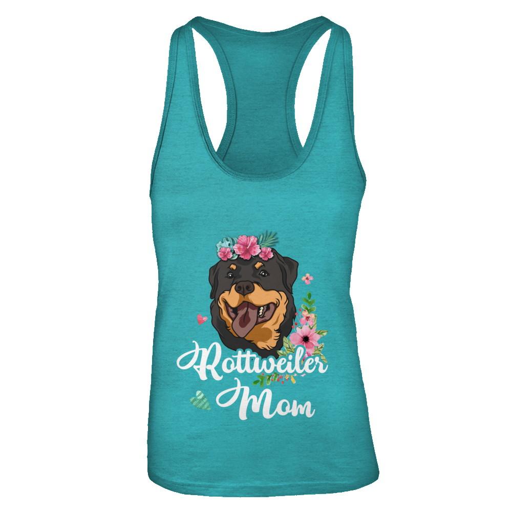 Rottweiler Mom Funny Dog Mom Gift Idea-T-Shirt & Tank Top-Women's Ideal Racerback Tank-Tahiti Blue