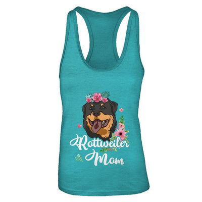 Rottweiler Mom Funny Dog Mom Gift Idea-T-Shirt & Tank Top-Women's Ideal Racerback Tank-Tahiti Blue