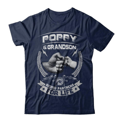 Motocross Poppy And Grandson Riding Partners For Life-T-Shirt & Hoodie-Classic T-Shirt-Navy
