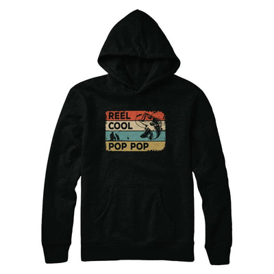 Vintage Reel Cool Pop Pop Fish Fishing Fathers Day-T-Shirt & Hoodie-Pullover Hoodie-Black