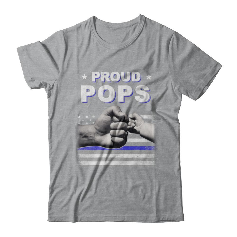 Proud Pops Police Thin Blue Line Flag Fathers Day-T-Shirt & Hoodie-Classic T-Shirt-Sport Grey