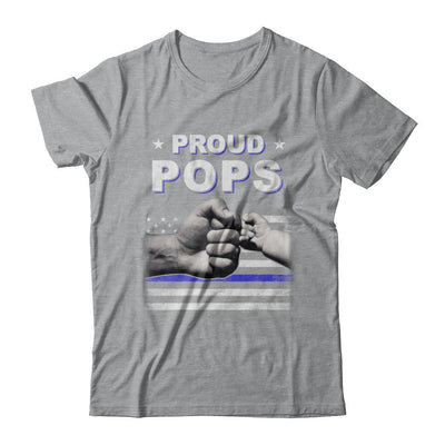 Proud Pops Police Thin Blue Line Flag Fathers Day-T-Shirt & Hoodie-Classic T-Shirt-Sport Grey