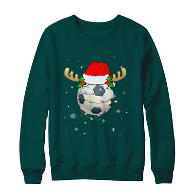 Santa Hat Soccer Reindeer Christmas Gifts-T-Shirt & Sweatshirt-Crewneck Sweatshirt-Deep Forest