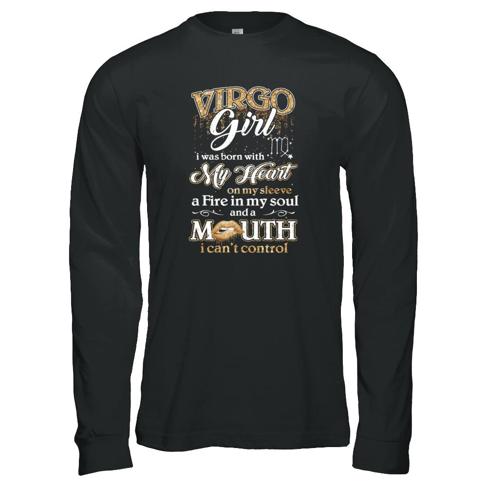 I'm A Virgo Girl Lipstick August September Funny Zodiac Birthday-T-Shirt & Tank Top-Long Sleeve T-Shirt-Black