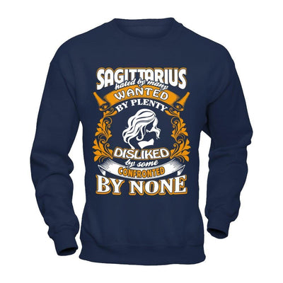 Sagittarius Hated By Many Wanted By Plenty-T-Shirt & Hoodie-Crewneck Sweatshirt-Navy