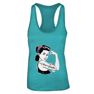 4Th Of July Veteran's Daughter From Dad Army-T-Shirt & Tank Top-Women's Ideal Racerback Tank-Tahiti Blue
