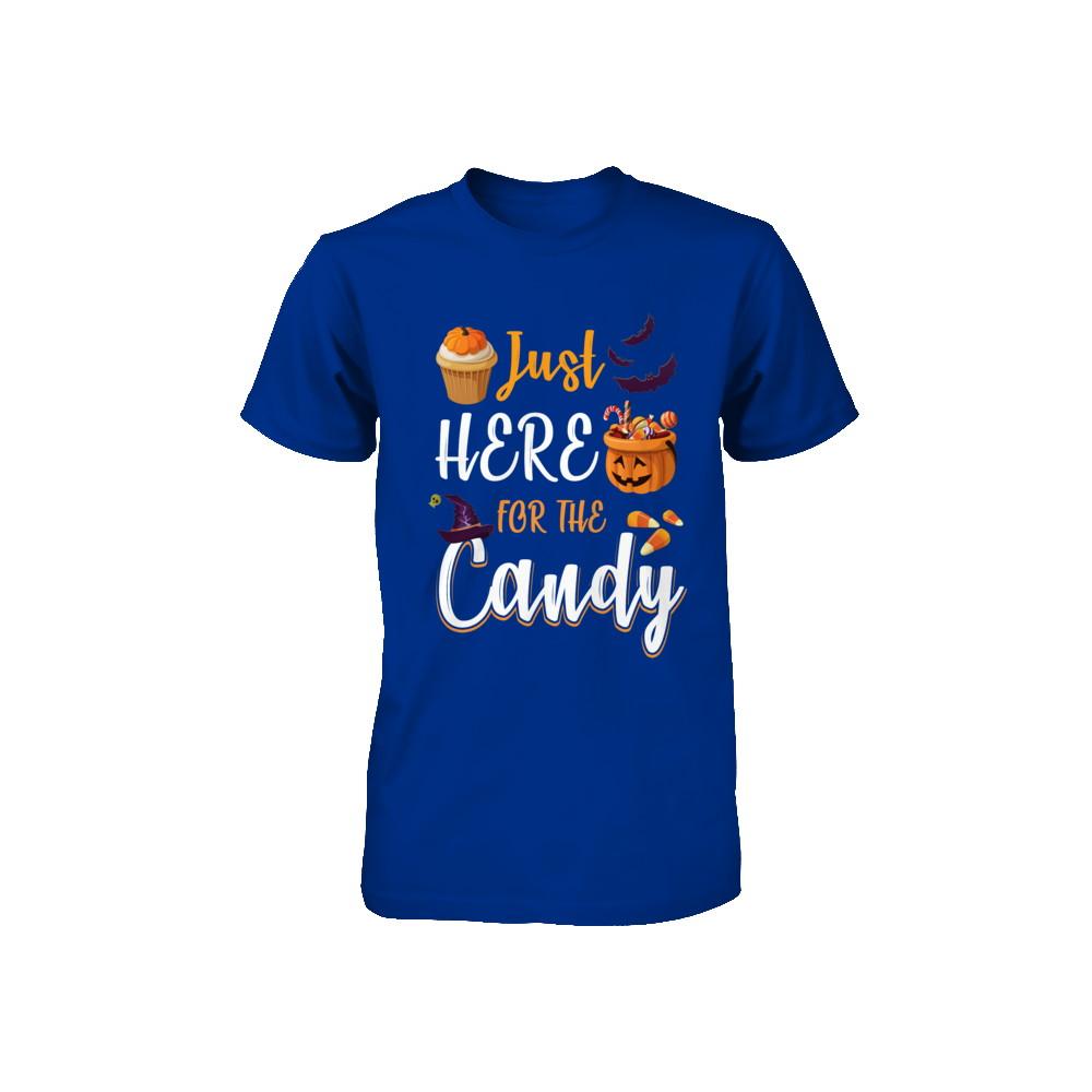 Just Here For The Candy Funny Halloween Kids Boy Girl Youth-Youth Shirt-