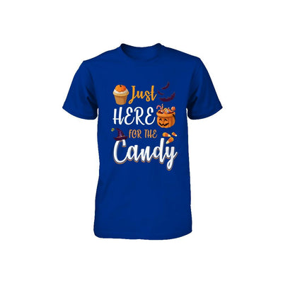Just Here For The Candy Funny Halloween Kids Boy Girl Youth-Youth Shirt-