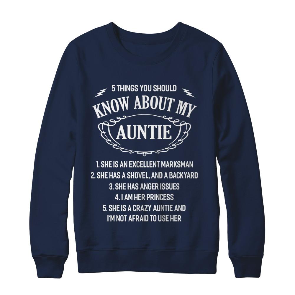 5 Things You Should Know About My Auntie Niece-T-Shirt & Sweatshirt-Crewneck Sweatshirt-Navy