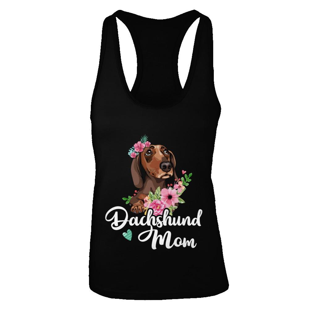 Dachshund Mom Funny Dog Mom Gift Idea-T-Shirt & Tank Top-Women's Ideal Racerback Tank-Black