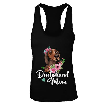 Dachshund Mom Funny Dog Mom Gift Idea-T-Shirt & Tank Top-Women's Ideal Racerback Tank-Black