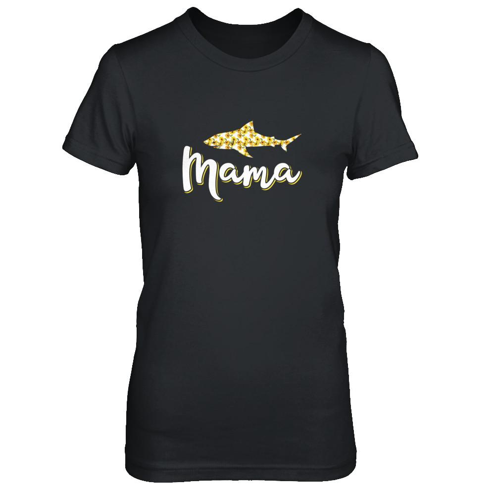 Sunflower Mama Shark Flowers Mothers Day Gift-T-Shirt & Tank Top-Women's T-Shirt-Black