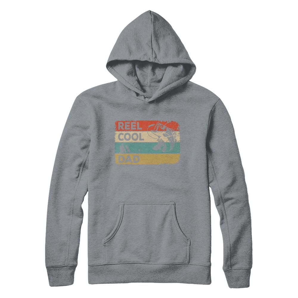 Vintage Reel Cool Dad Fish Fishing Fathers Day-T-Shirt & Hoodie-Pullover Hoodie-Light Steel