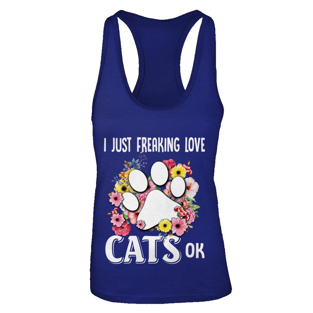 I Just Freaking Love Cats-T-Shirt & Tank Top-Women's Ideal Racerback Tank-Royal