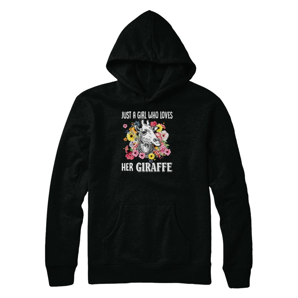 Just A Girl Who Loves Her Giraffe-T-Shirt & Tank Top-Pullover Hoodie-Black