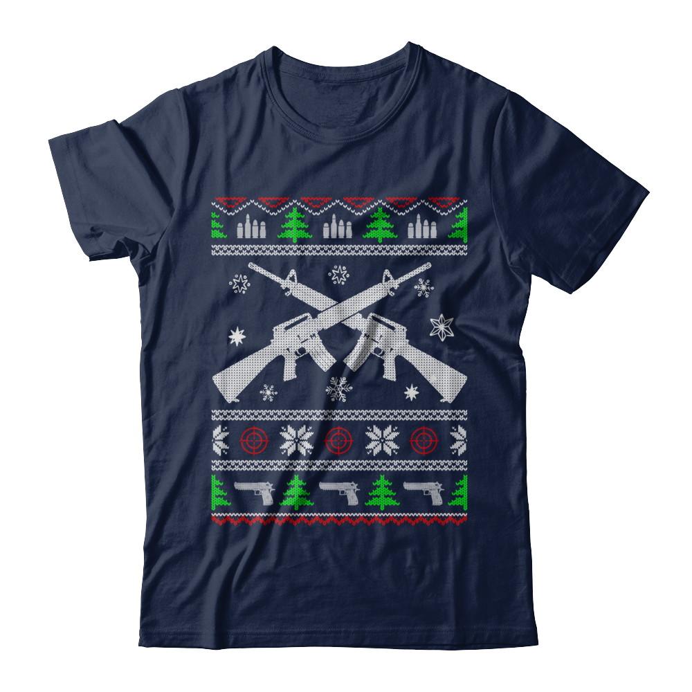 I Want Rifle Guns For Christmas Ugly Christmas Sweater-T-Shirt & Sweatshirt-Classic T-Shirt-Navy