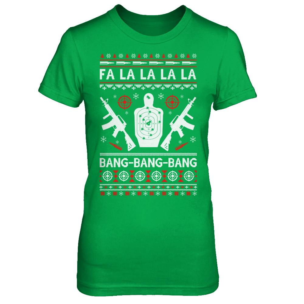 Bang Bang Bang AR-15 Gun Point Ugly Christmas Sweater-T-Shirt & Sweatshirt-Women's T-Shirt-Irish Green