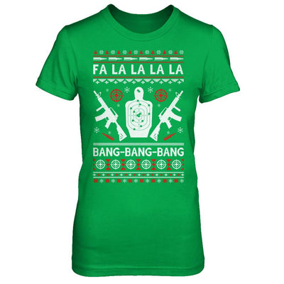 Bang Bang Bang AR-15 Gun Point Ugly Christmas Sweater-T-Shirt & Sweatshirt-Women's T-Shirt-Irish Green