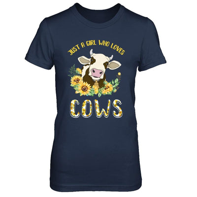 Just A Girl Who Loves Cows And Sunflowers-T-Shirt & Hoodie-Women's T-Shirt-Navy
