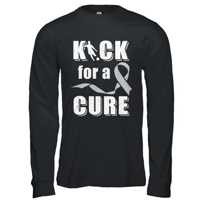 Kick For A Cure Soccer Gray Brain Cancer Diabetes Awareness-T-Shirt & Hoodie-Long Sleeve T-Shirt-Black