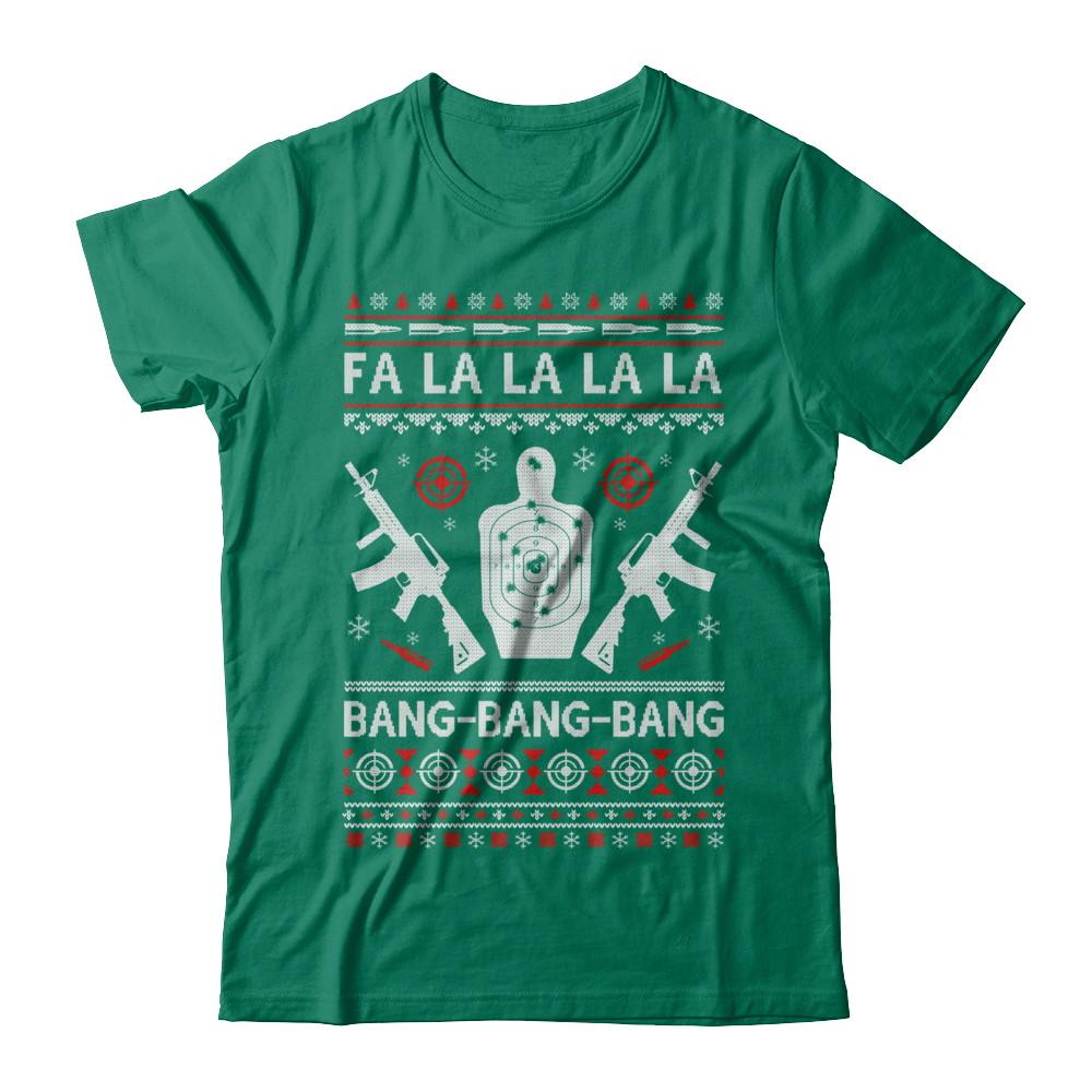 Bang Bang Bang AR-15 Gun Point Ugly Christmas Sweater-T-Shirt & Sweatshirt-Classic T-Shirt-Kelly Green