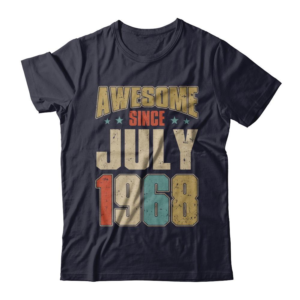 Vintage Retro Awesome Since July 1968 53th Birthday-T-Shirt & Hoodie-Premium T-Shirt-Midnight Navy