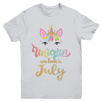 Cute Unicorns Are Born In July Birthday Gift Youth-Youth Shirt-Youth T-Shirt-Sport Grey