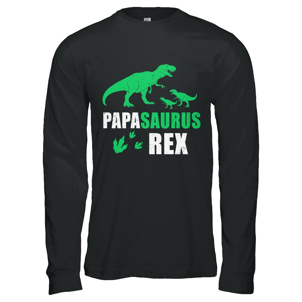 Grandpasaurus Papa Saurus Dinosaur T-Rex-T-Shirt & Hoodie-Long Sleeve T-Shirt-Black