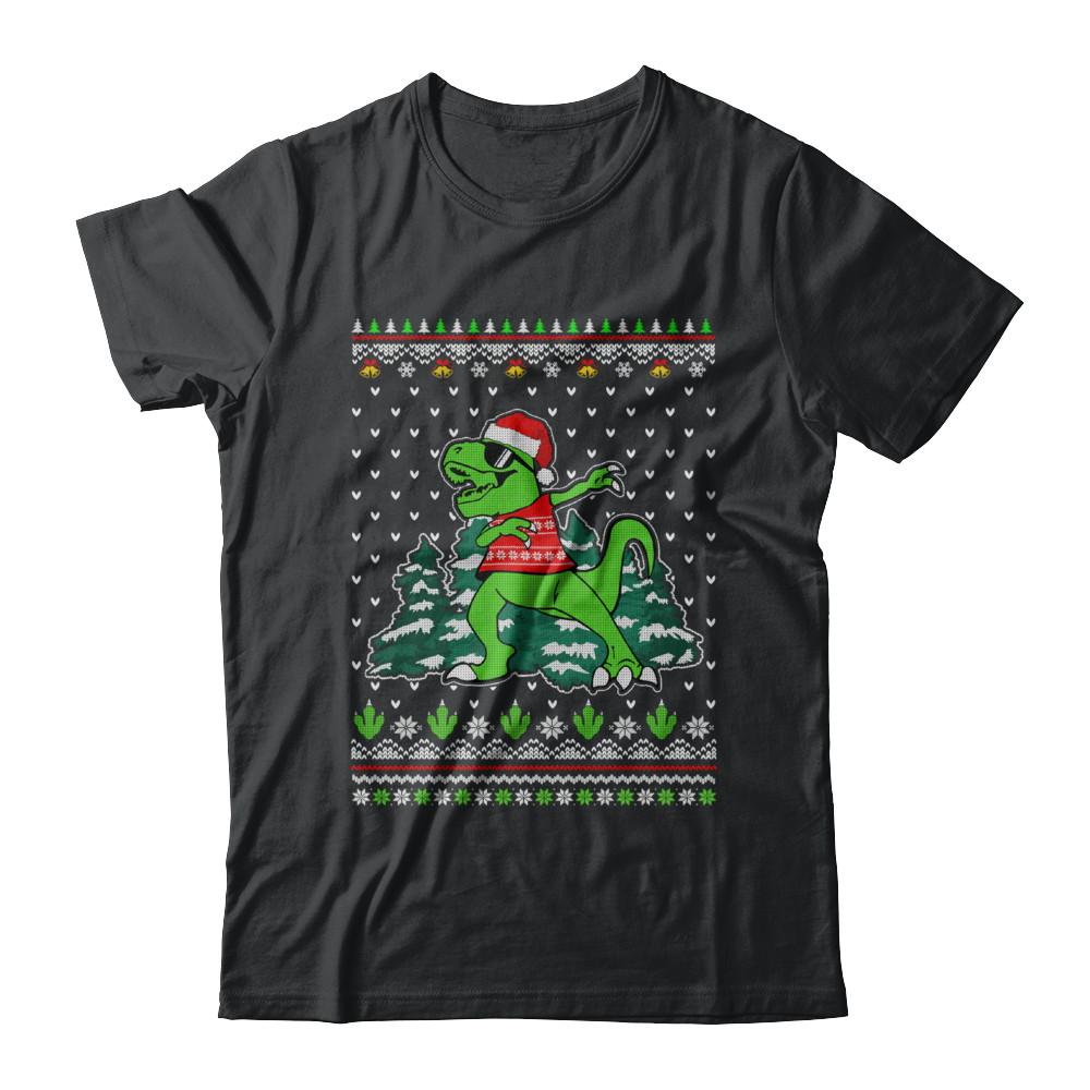 Funny Dab Dabbing Dinosaur Ugly Christmas Sweater Xmas