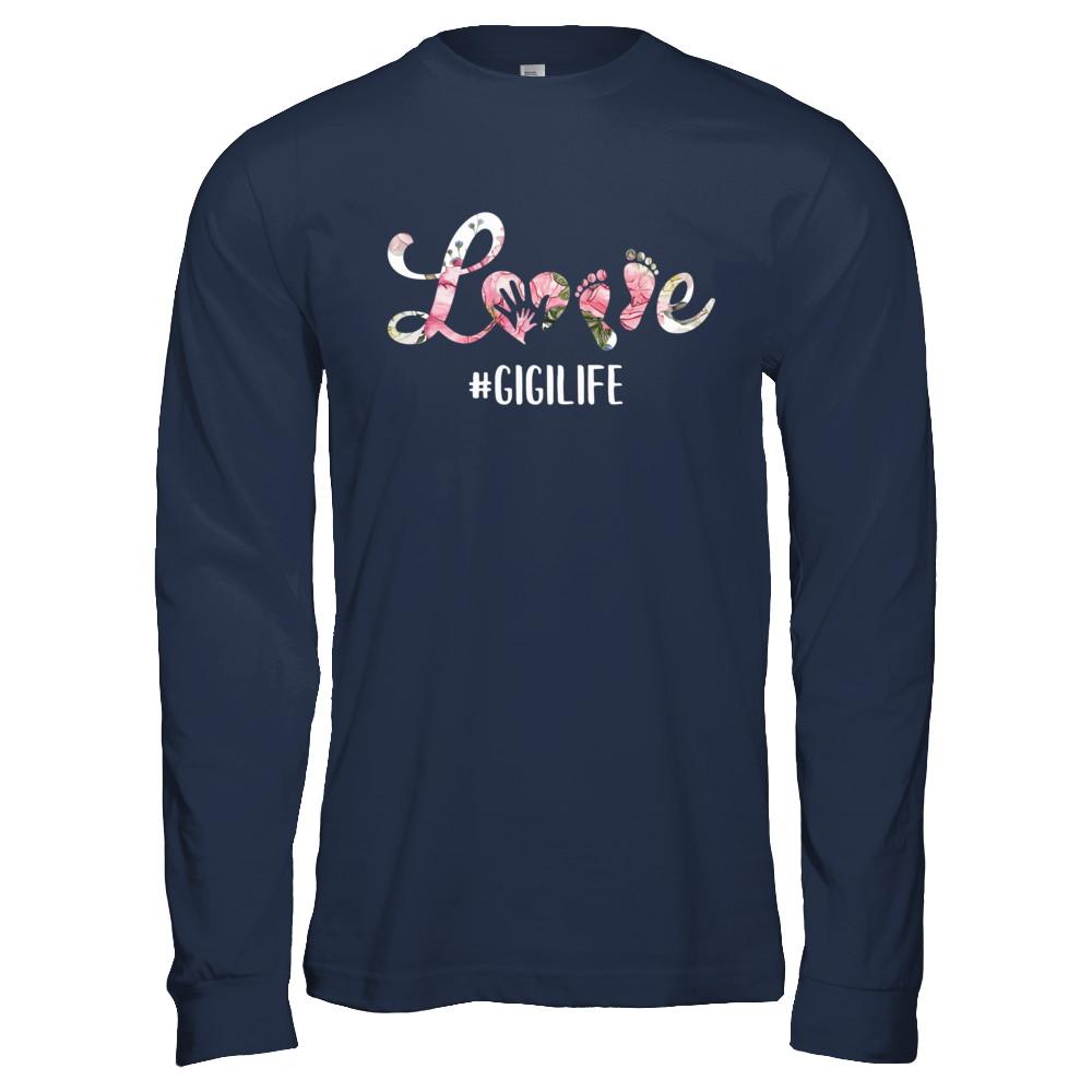 Love Gigilife Matching Grandchild And Gigi Gifts-T-Shirt & Hoodie-Long Sleeve T-Shirt-Navy