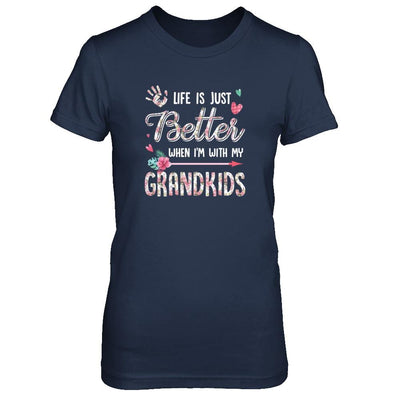 Life Is Just Better When Im With My Grandkids Grandma Gift-T-Shirt & Tank Top-Women's T-Shirt-Navy