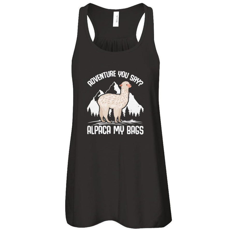 Adventure You Say? Alpaca My Bags-T-Shirt & Tank Top-Women's Flowy Racerback Tank-Black