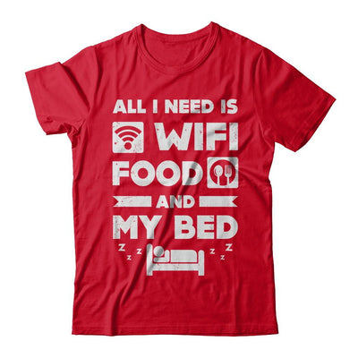 All I Need Is Wifi Food And My Bed-T-Shirt & Hoodie-Premium T-Shirt-Red