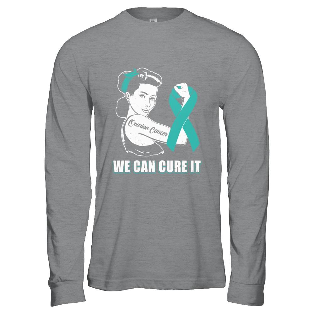 Ovarian Cancer Awareness Survivor We Can Cure It-T-Shirt & Hoodie-Long Sleeve T-Shirt-Sport Grey