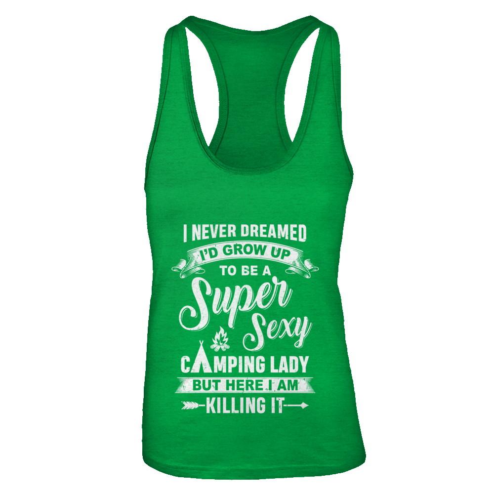 Super Sexy Camping Lady Funny Camping For Women Gift-T-Shirt & Tank Top-Women's Ideal Racerback Tank-Kelly Green